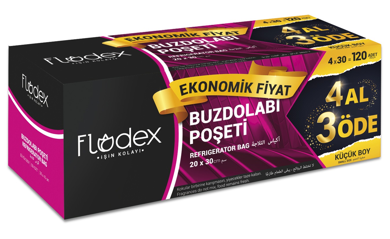 FLODEX BUZDOLABI POŞETİ 4 AL 3 ÖDE KÜÇÜK (WS TEKLİ KUTU) *12*100