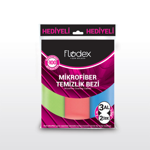 FLODEX MİKROFİBER TEMİZLİK BEZİ 3 AL 2 ÖDE OPP.*24*60